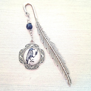 Crow Metal Bookmark, Black Raven Reading Beaded Book Mark, Gothic Glass Cabochon Junk Journal Accessory, Goth Planner Page Holder, Gifts