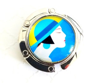Fashion Purse Hook, Asian Stylish Glamorous Lady Handbag Hanger, Elegant Round Foldable Table Tote Bag Holder, Desk Accessories and Gifts