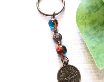 Llaveros de horóscopo, llaveros de cuentas astrológicas, llavero del zodiaco, llavero con el signo del zodiaco de cumpleaños y el mes de nacimiento, accesorio para coche.