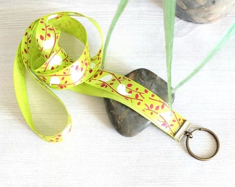 Birds ID Badge or Key Lanyard, Eyewear Holder Necklace with Birds on Branches Pattern, Eyeglasses or Keychain Accessories, Gifts