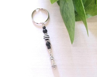 Dumbbell Keychain, Barbell Key Chain, Weight Training Keyring, Bodybuilding Personal Trainer Gift, Weightlifting Fitness Key Ring, Gym Charm