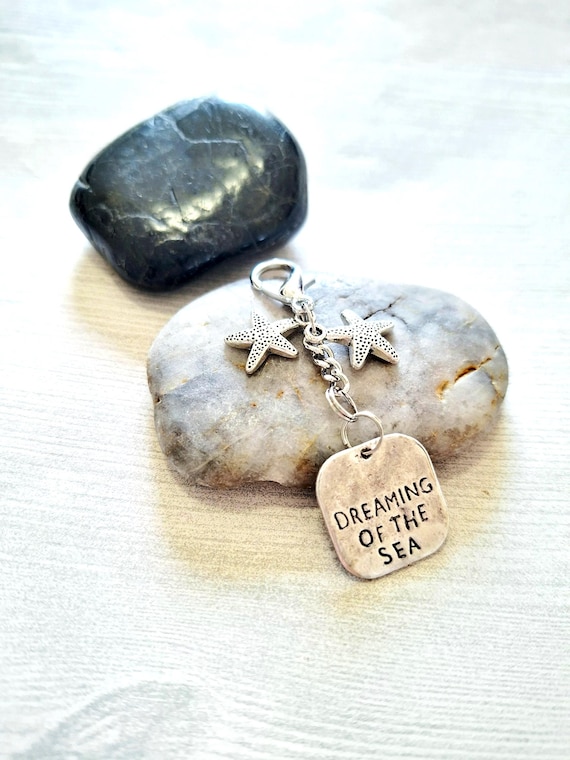 Beach Planner Clip, Starfish Charms Keychain Clasp, Sea Ocean Tropical Pendants Zipper Pull and Key Chain Accessories, Spiral Binder Gifts