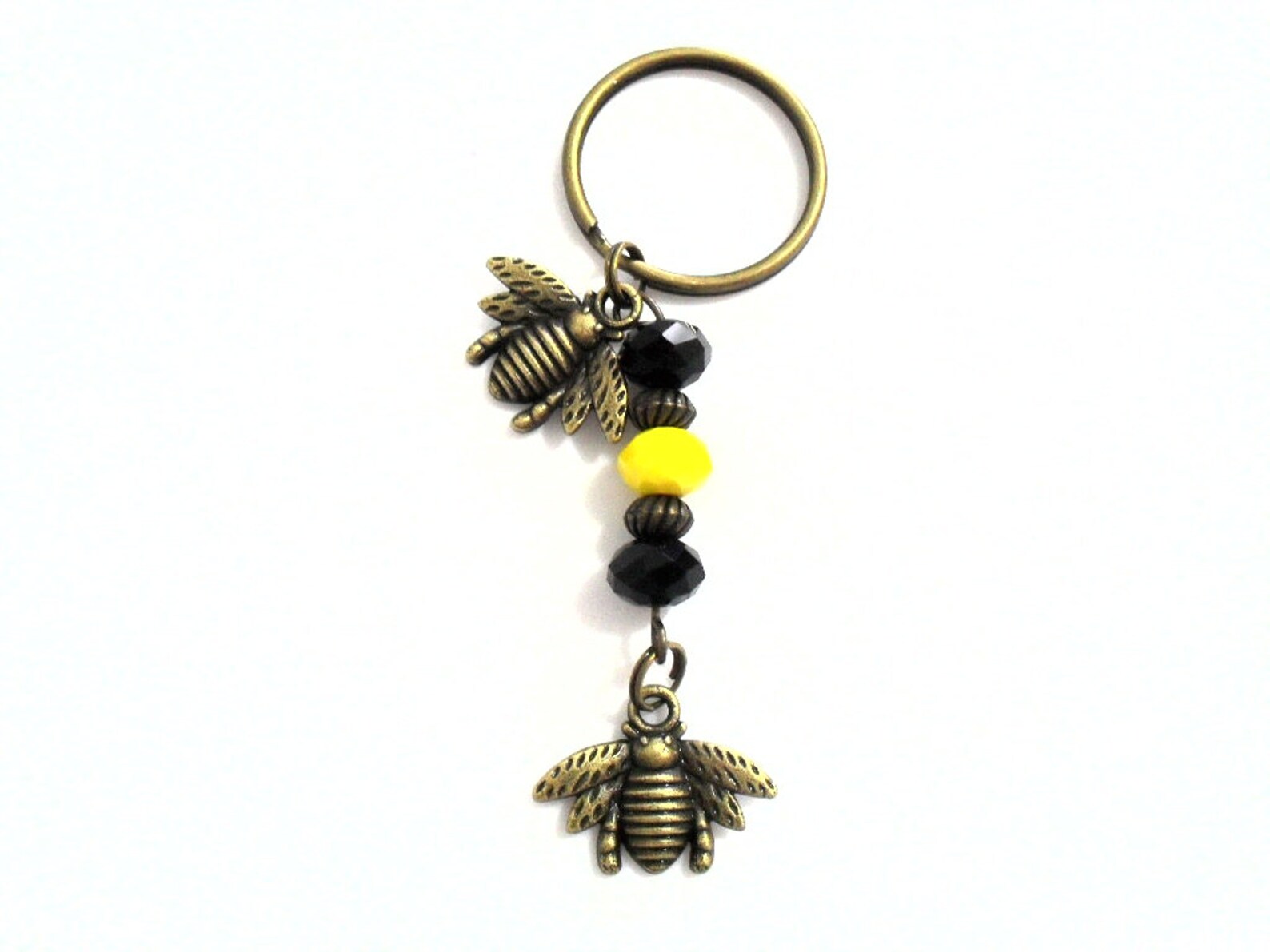 Bee Keychain Honey Bee Keychain With Yellow and Black Crystal Etsy