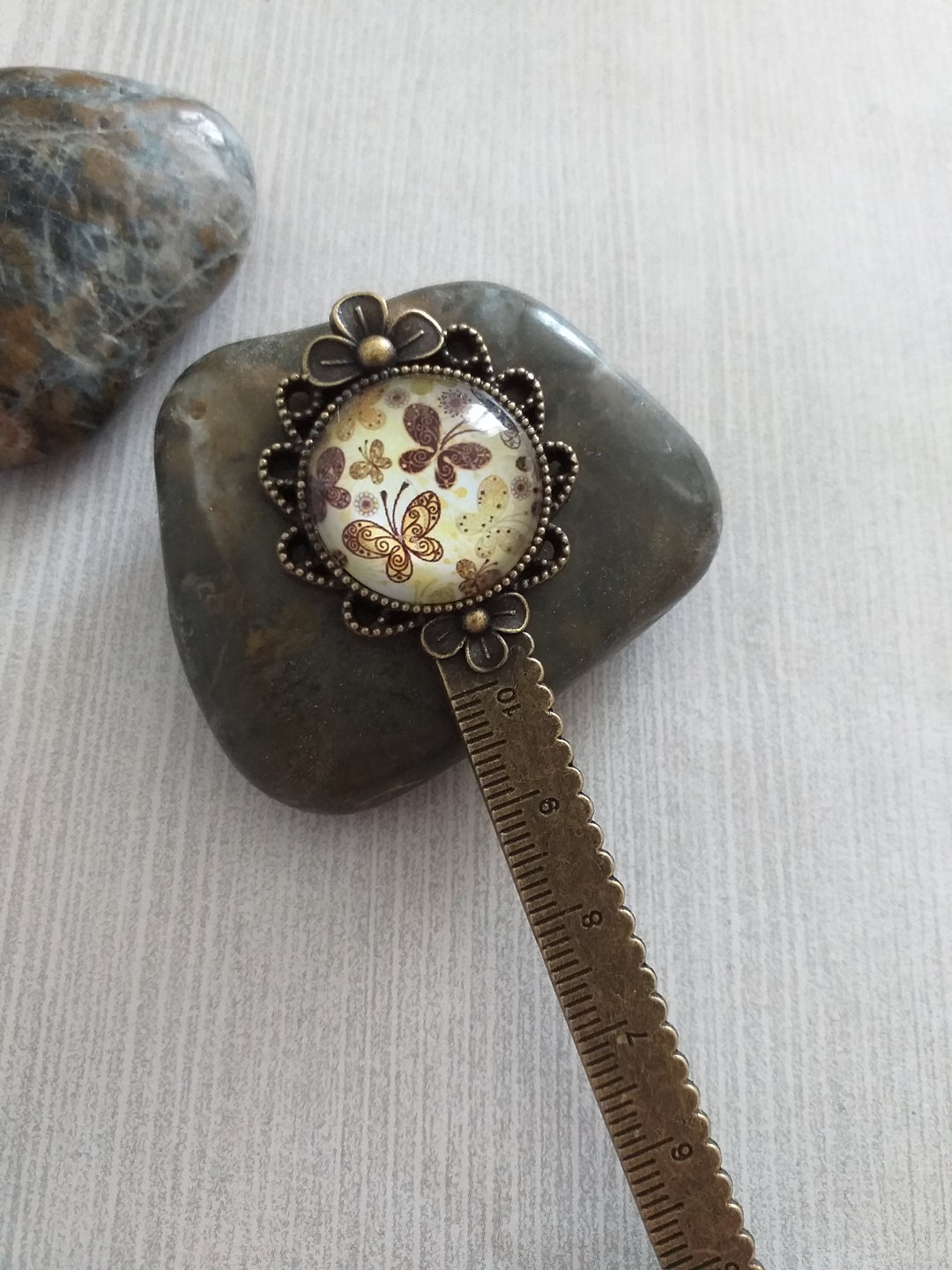 Flower Bookmark Ruler Butterfly Ruler Bookmark, Garden Metal Book Mark, Vintage Style Flower ...