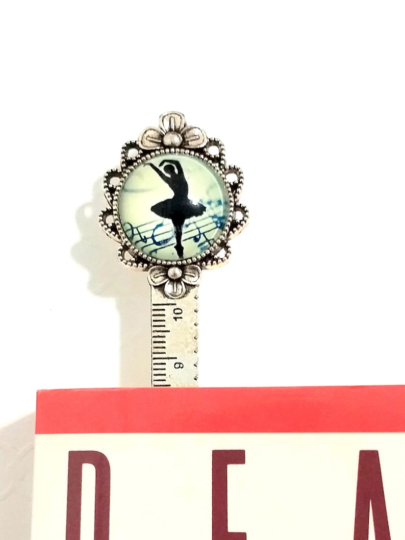 Ballet Dancer Bookmark Ruler, Ballerina Glass Cabochon Cameo Metal Book ...