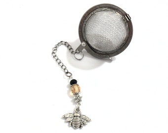 Bee Tea Infuser, Honey Bee Loose Leaf Tea Strainer, Bee Charm Tea Accessories, Tea Drinker Gifts, Black Tea, Organic Herbal Teas, Mesh Ball