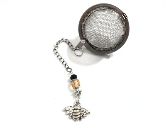 Handmade Bee Tea Infuser Reusable Tea Infuser Novelty Bee Tea Mesh Ball Handmade bee Charm Tea Infuser Bee Loose Leaf Tea Ball Yellow Bee Lovers Gift