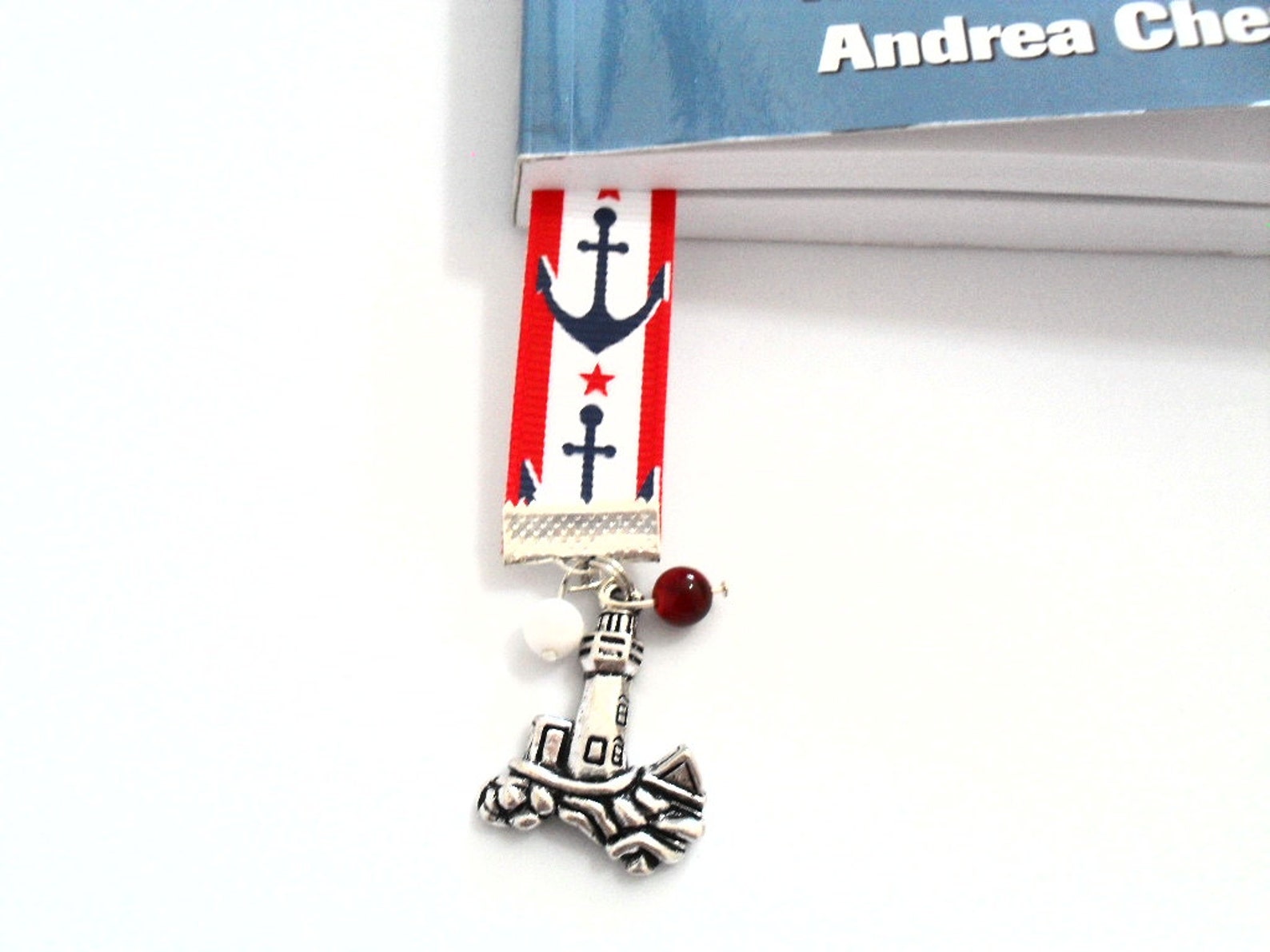 Lighthouse Bookmark Nautical Ribbon Bookmark Rocky Shore Etsy