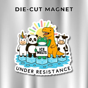 Anti-ICE Animal Protest Magnet | Political Activist Fridge Magnet | Resist ICE Human Die Cut Magnet