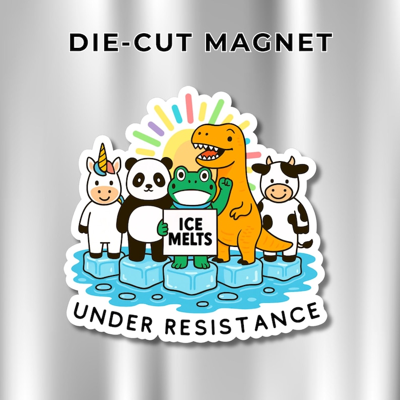 Anti-ICE Animal Protest Magnet | Political Activist Fridge Magnet | Resist ICE Human Die Cut Magnet