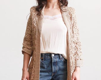 1950s Taupe Raffia Crochet Duster