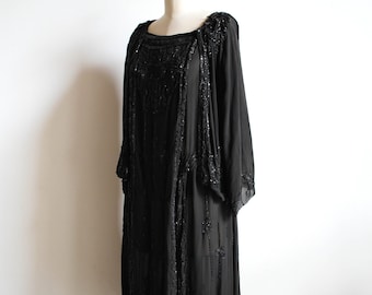 antique edwardian chiffon layered beaded dress