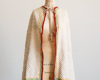 1950s vintage multicolor chenille cape