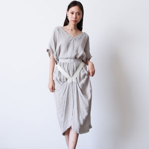 vintage 1980s issey miyake grey woven knit linen skirt set image 1