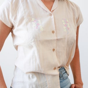 vintage 1970s deadstock indian cotton embroidered button up blouse image 6