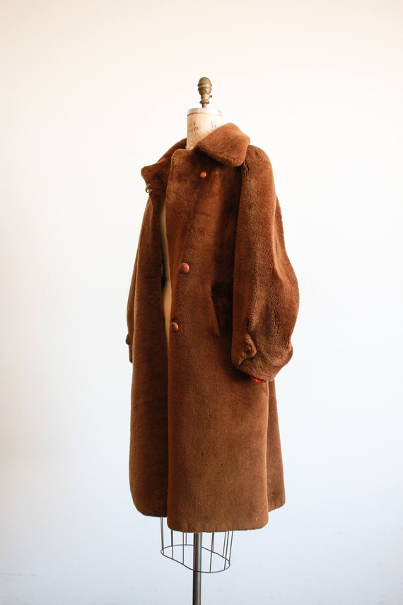 1960s Brown Faux Fur Teddy Coat - image 9