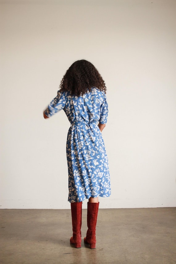 1940s Cerulean Cold Rayon Chinoiserie Motif Belte… - image 4