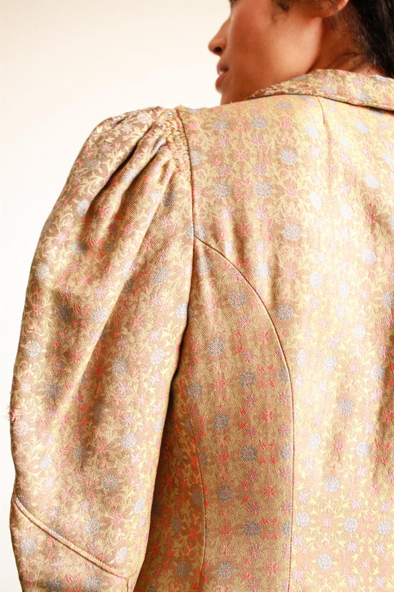 1930s Lamé Floral Embroidered Winter Coat - image 8