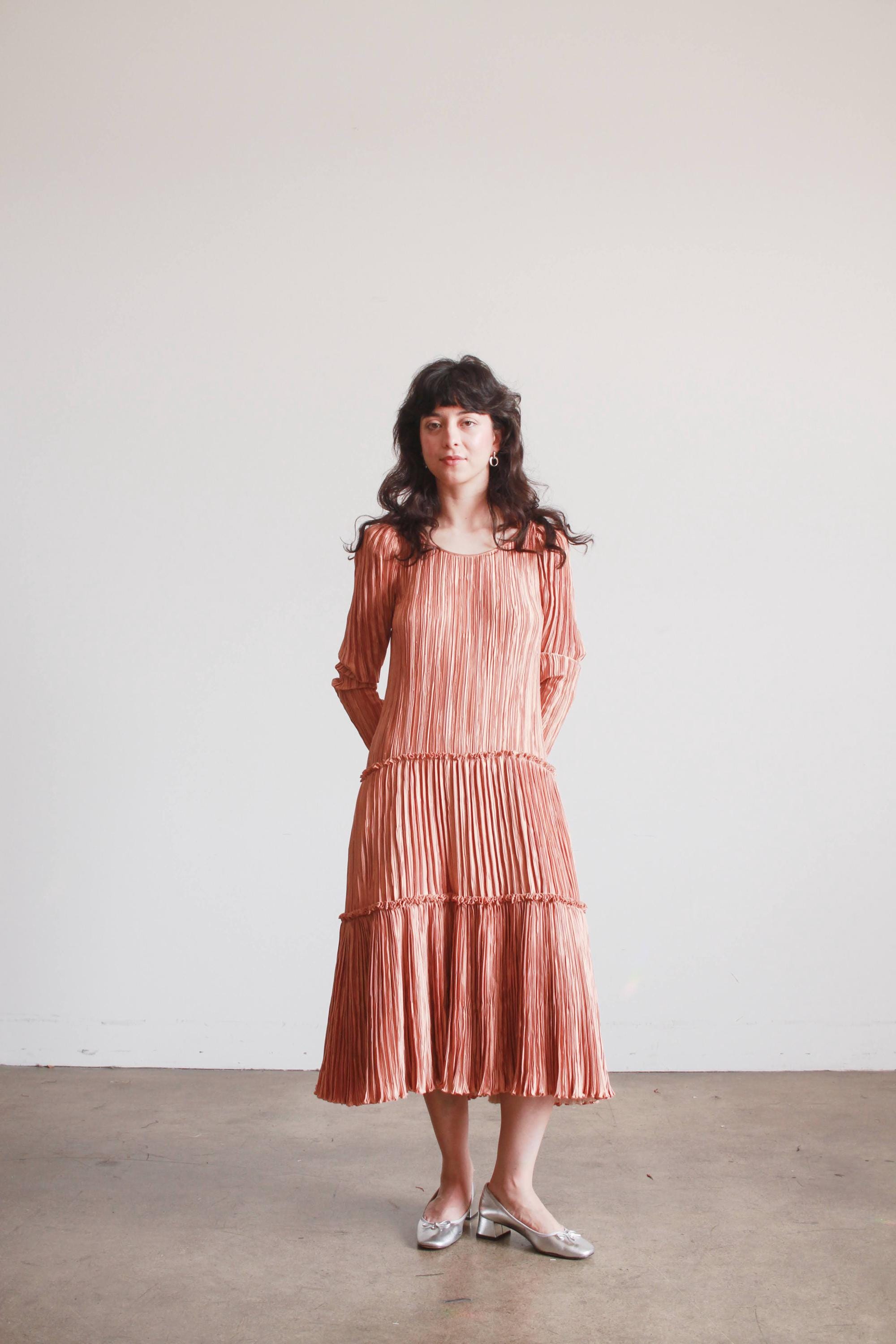 1980s Rose Pleated Mary Mcfadden Dress - Etsy