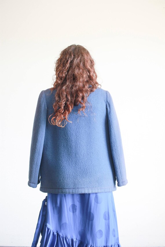 1960s Blue Wool Collarless Jacket - image 5