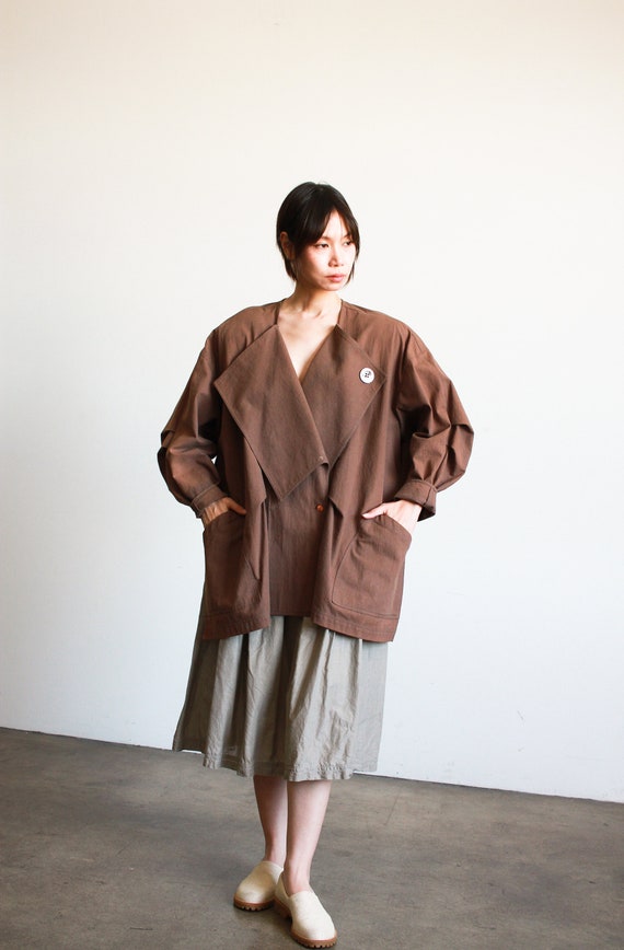 Vintage 1980s Issey Miyake Brown Twill Cocoon Jac… - image 5