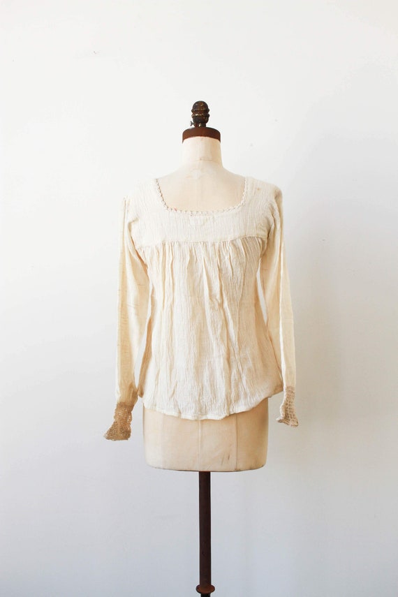 vintage 1970s deadstock indian gauzy long sleeve … - image 5