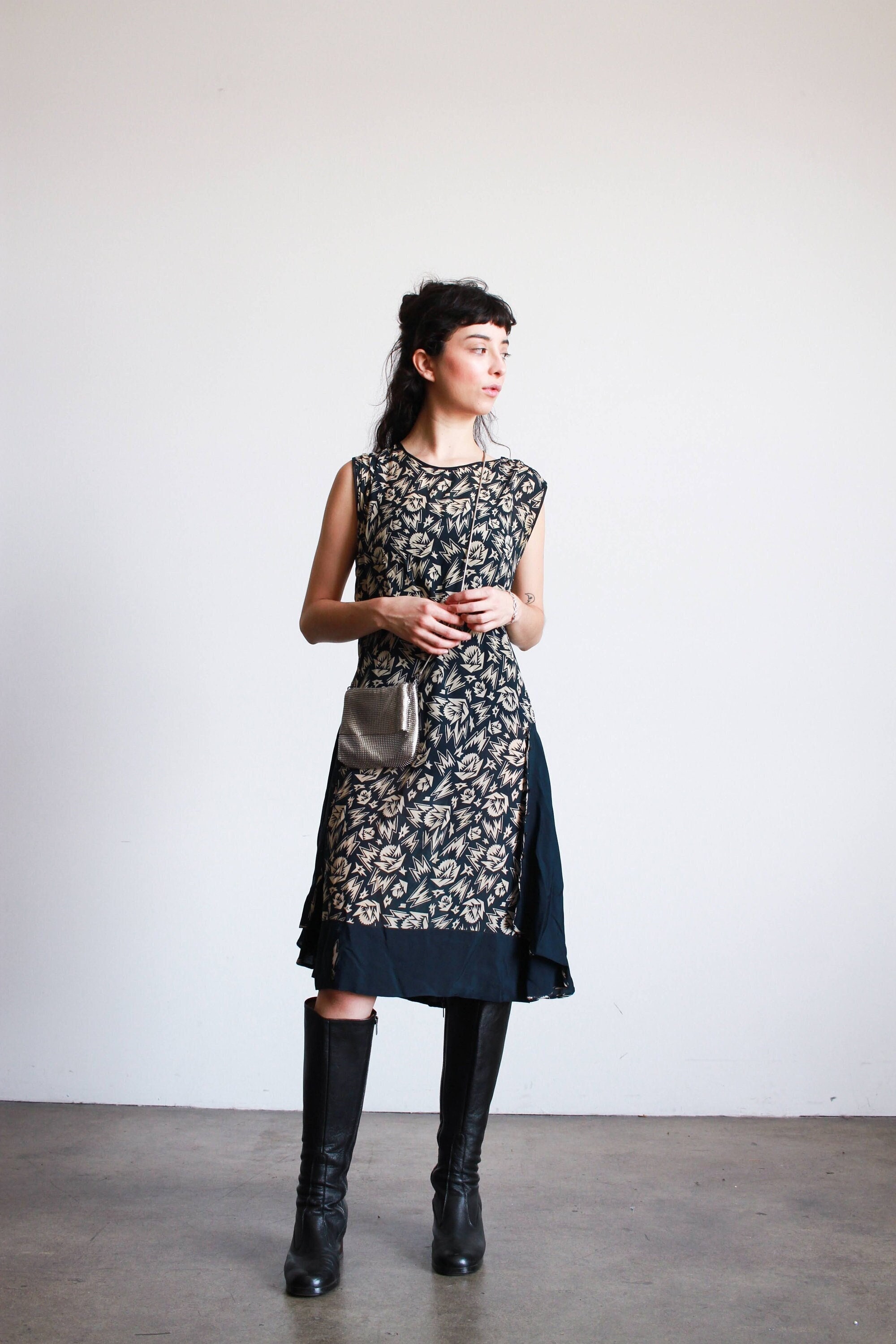 art deco drop waist dress 1920's Vintage Deco Dot Lace Voile Dropwaist Dress