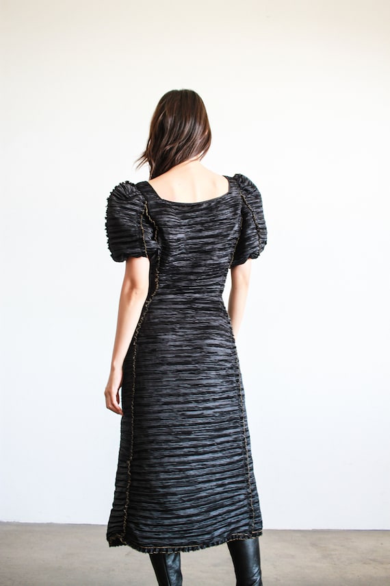 1980s Mary McFadden Black Pleated Silk Dress - image 7