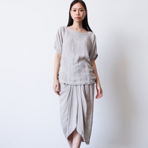 vintage 1980s issey miyake grey woven knit linen skirt set image 3