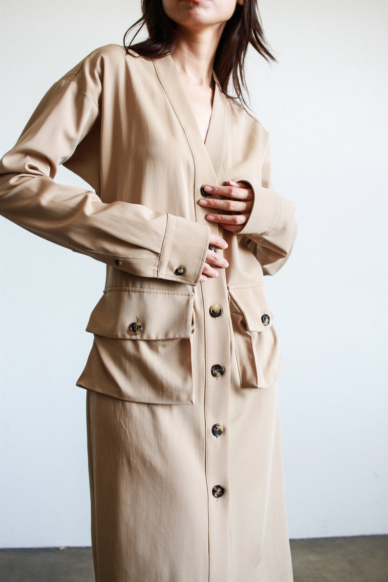 2000s Bottega Veneta Trench Button Down Dress image 7