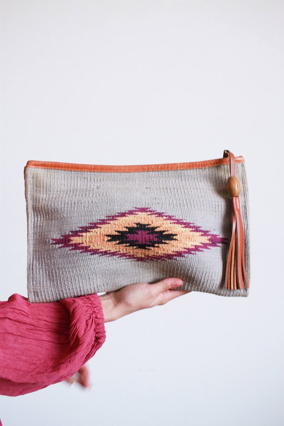 1980s Chimayo Woven Envelope Clutch Bag