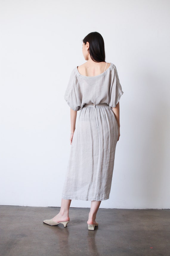 vintage 1980s issey miyake grey woven knit linen … - image 4