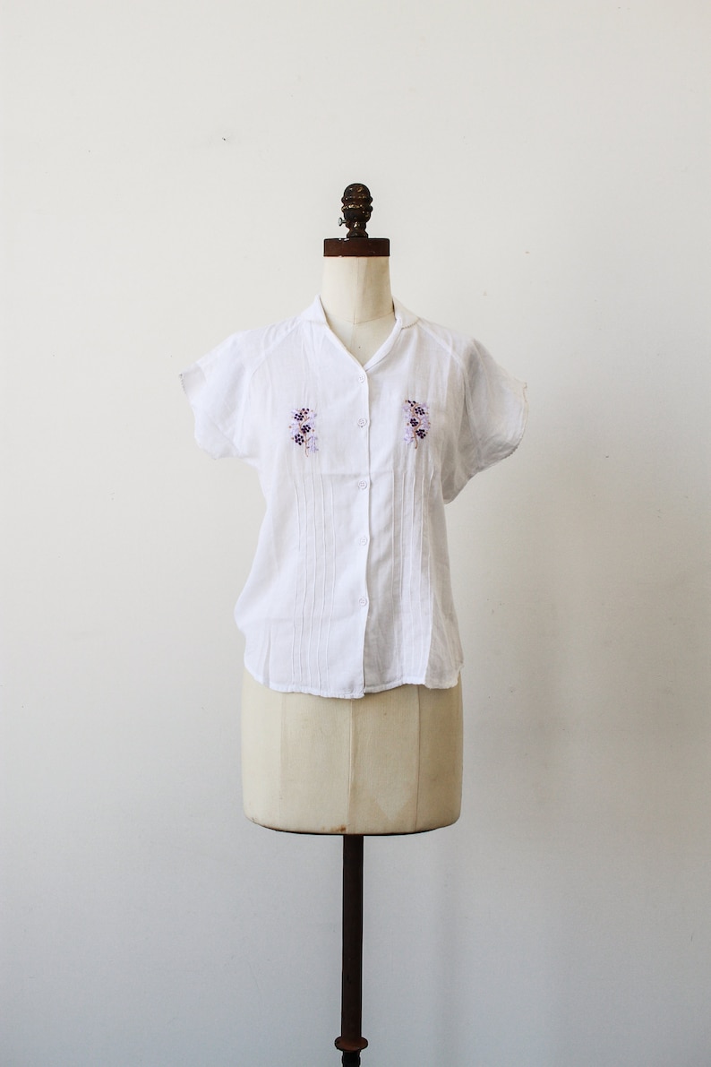 vintage 1970s deadstock indian cotton embroidered button up blouse image 10