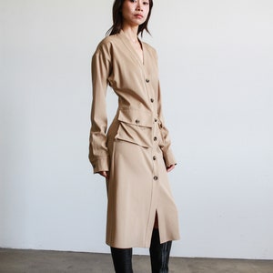 2000s Bottega Veneta Trench Button Down Dress image 8