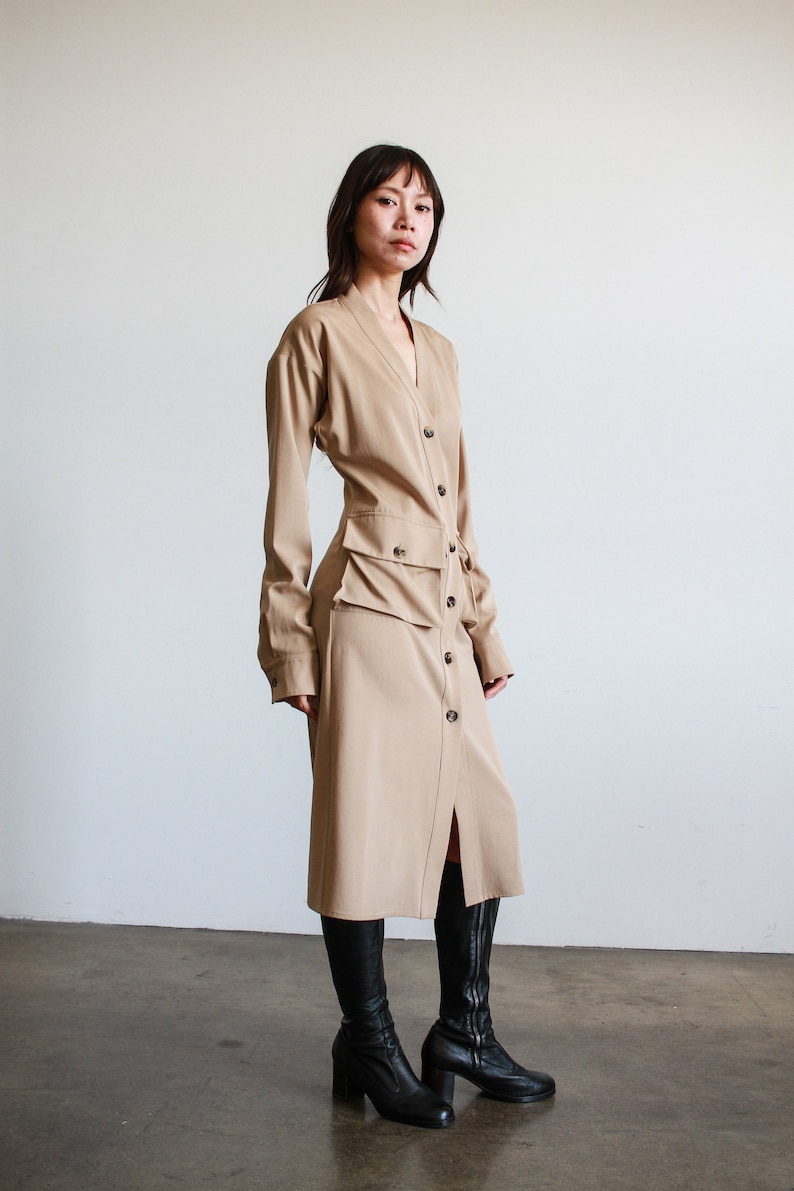 2000s Bottega Veneta Trench Button Down Dress image 8