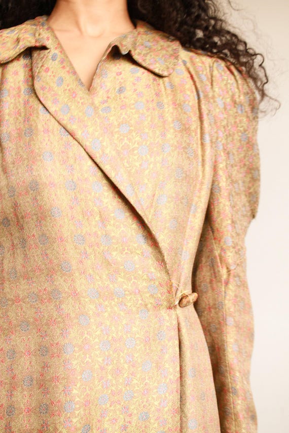 1930s Lamé Floral Embroidered Winter Coat - image 5