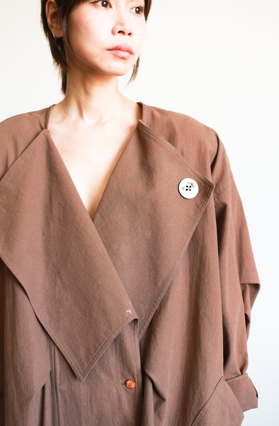 Vintage 1980s Issey Miyake Brown Twill Cocoon Jac… - image 7