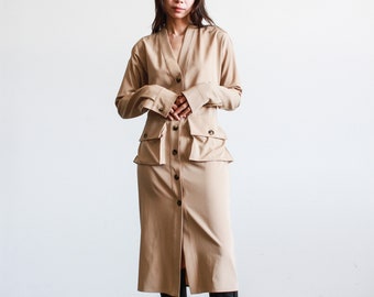 2000s Bottega Veneta Trench Button Down Dress