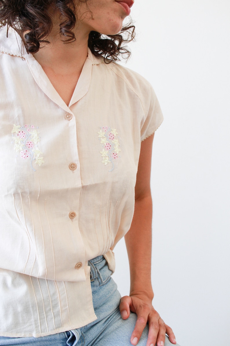 vintage 1970s deadstock indian cotton embroidered button up blouse image 7