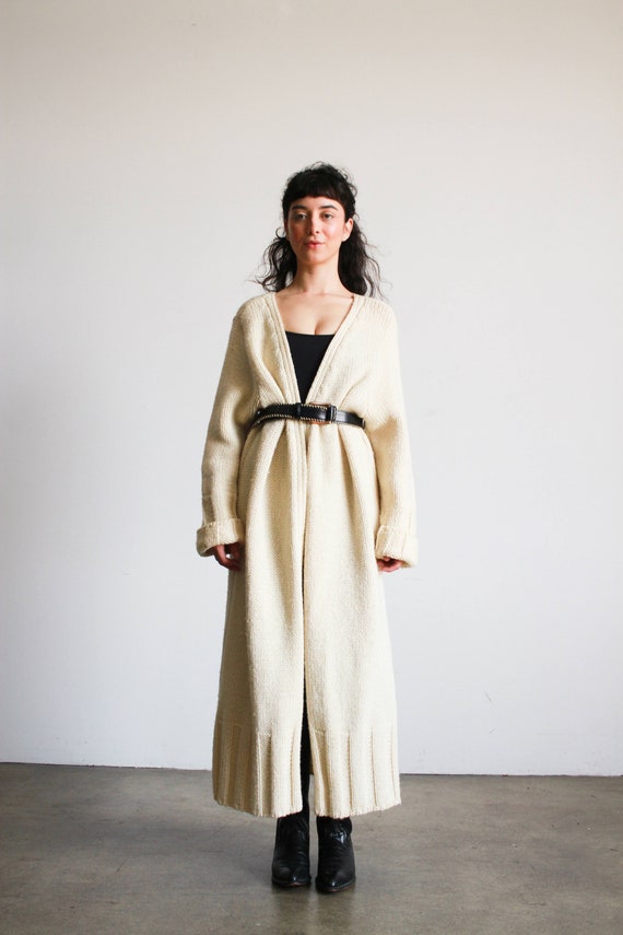 90s Cream Knit Long Duster