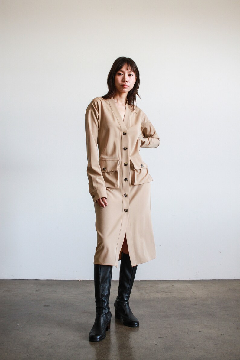 2000s Bottega Veneta Trench Button Down Dress image 4