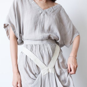 vintage 1980s issey miyake grey woven knit linen skirt set image 6