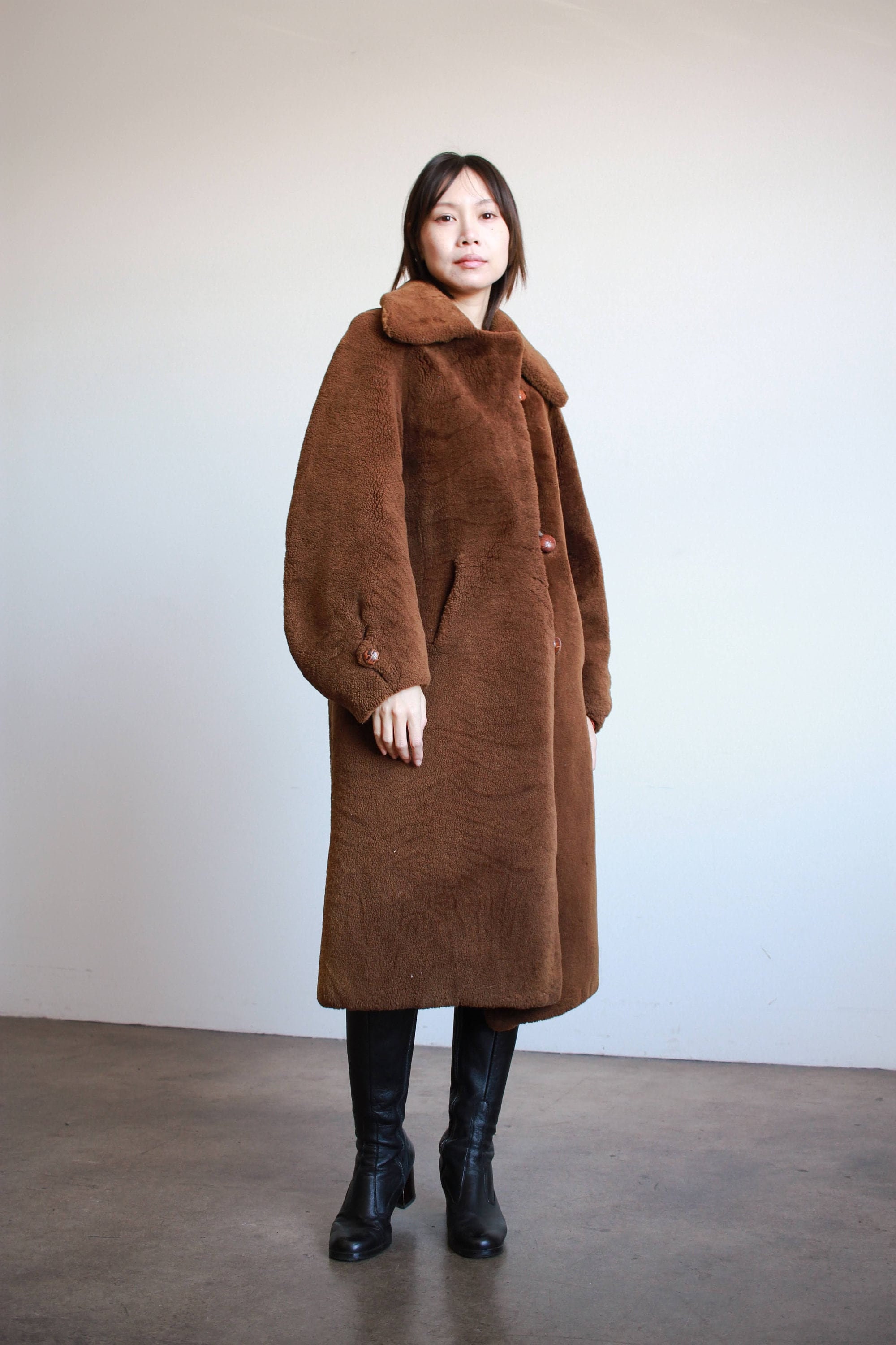 1960s Brown Faux Fur Teddy Coat 