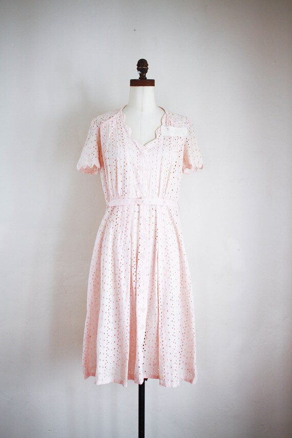 antique 1930s pink eyelet kate's dress
