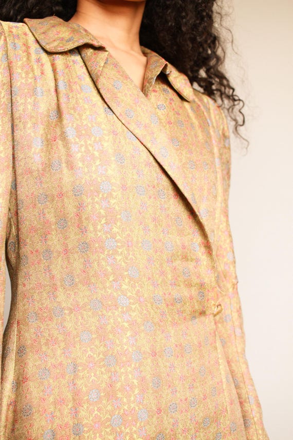 1930s Lamé Floral Embroidered Winter Coat - image 4