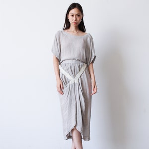 vintage 1980s issey miyake grey woven knit linen skirt set image 2