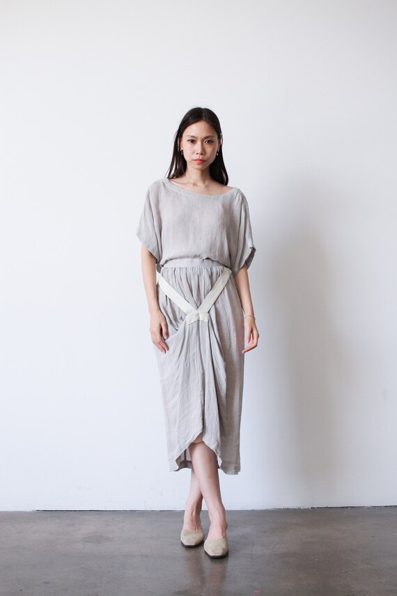 vintage 1980s issey miyake grey woven knit linen … - image 2