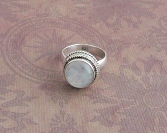 Moonstone twisted silver ring. Simple and beautiful, Genuine Moonstone, 925 sterling silver, Cancer birthstone. Gift for her.