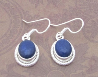 Lapis drops Earrings, Gorgeous cabochon- Premium Lapis-925 sterling silver.  Gift for her