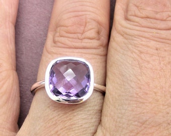 Amethyst Boho ring, Sparkling, faceted Genuine Amethyst, Beautiful design, Sterling silver, February birthstone. Gift for her